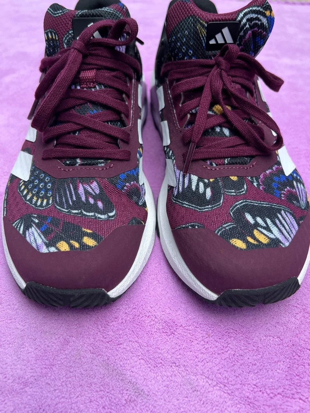 Adidas Women’s  Maroon & White Training Sneakers with Purple Accent